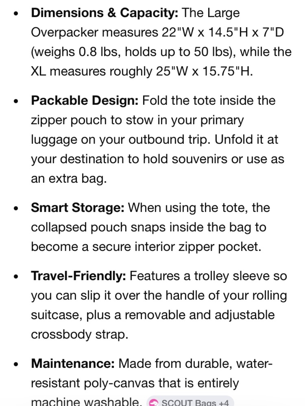 Scout Large Overpacker Foldable Bag with Matching Pouch & 3-Way Toiletry Bag - Picture 3 of 15